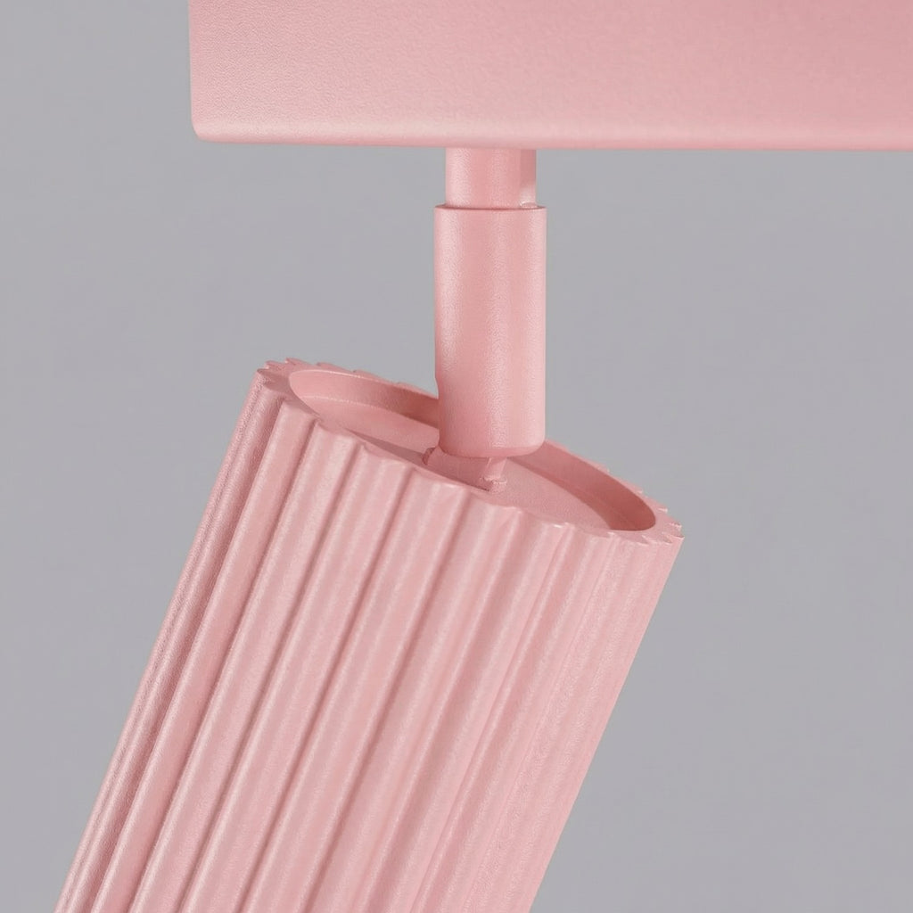 Plafonnier Karbon rampe 4 spots aluminium rose GU10 vue rapprochée