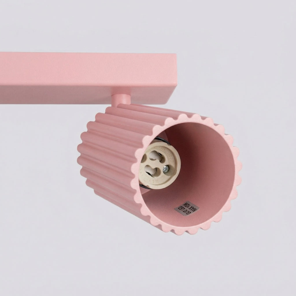 Plafonnier Karbon rampe 4 spots aluminium rose GU10 ambiance