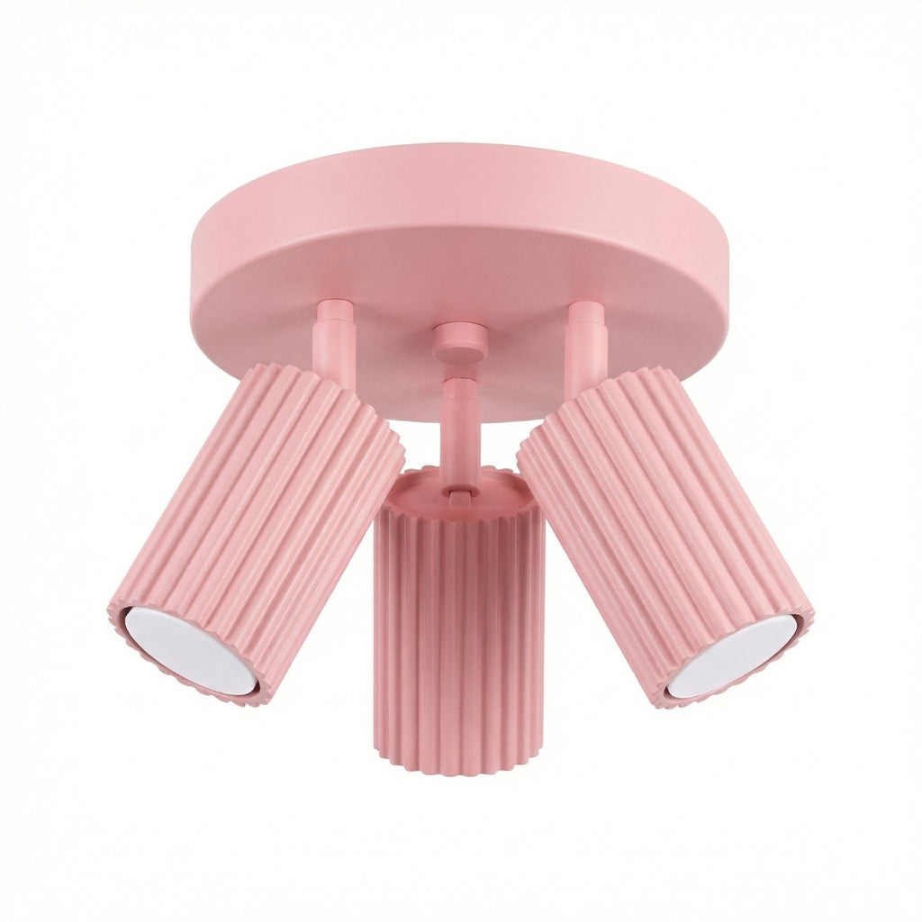 Plafonnier Karbon 3 spots rond aluminium rose GU10