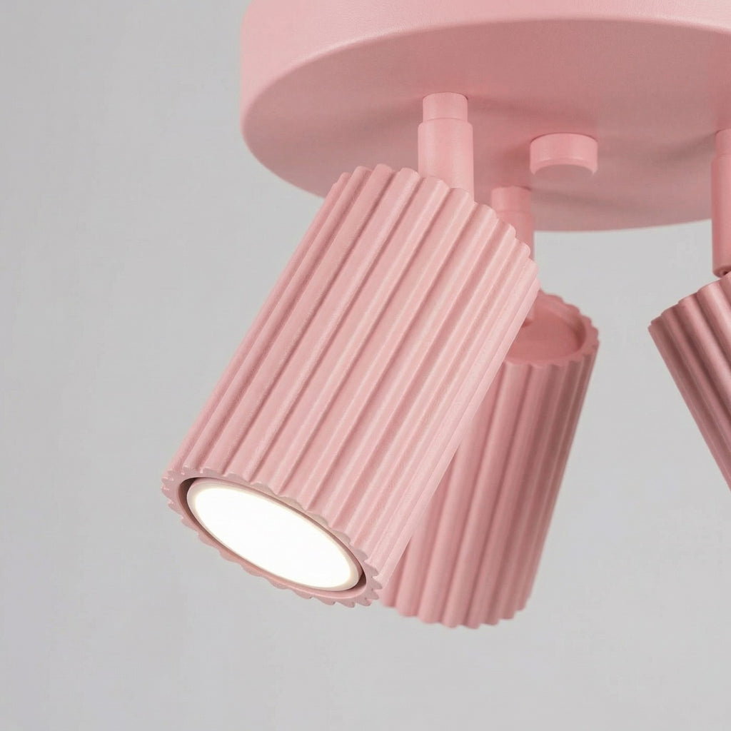 Plafonnier Karbon 3 spots rond aluminium rose GU10 tête orientée