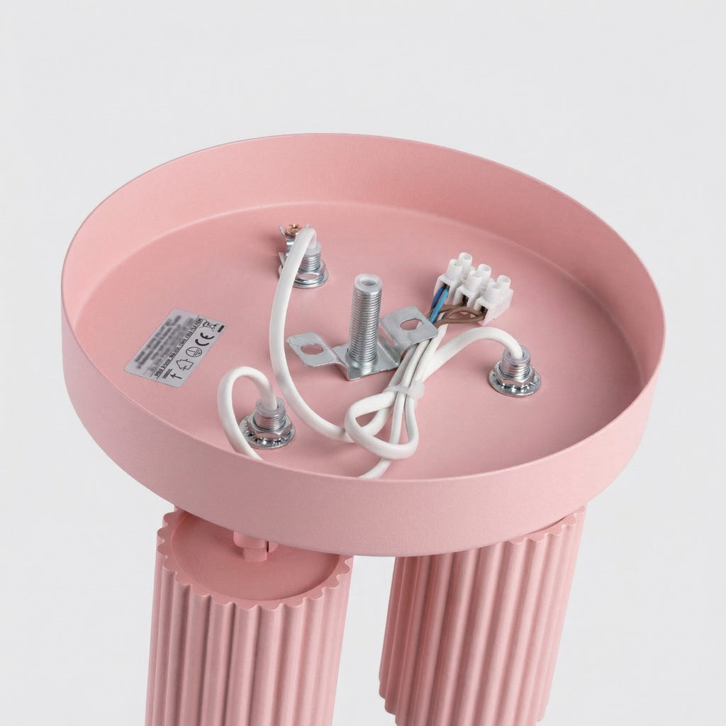 Plafonnier Karbon 3 spots rond aluminium rose GU10 vue rapprochée