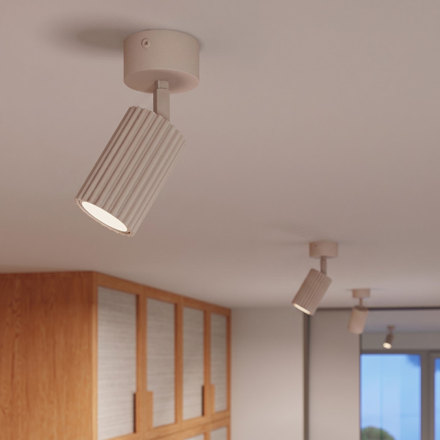 Plafonnier Karbon 1 aluminium taupe GU10 vue de profil