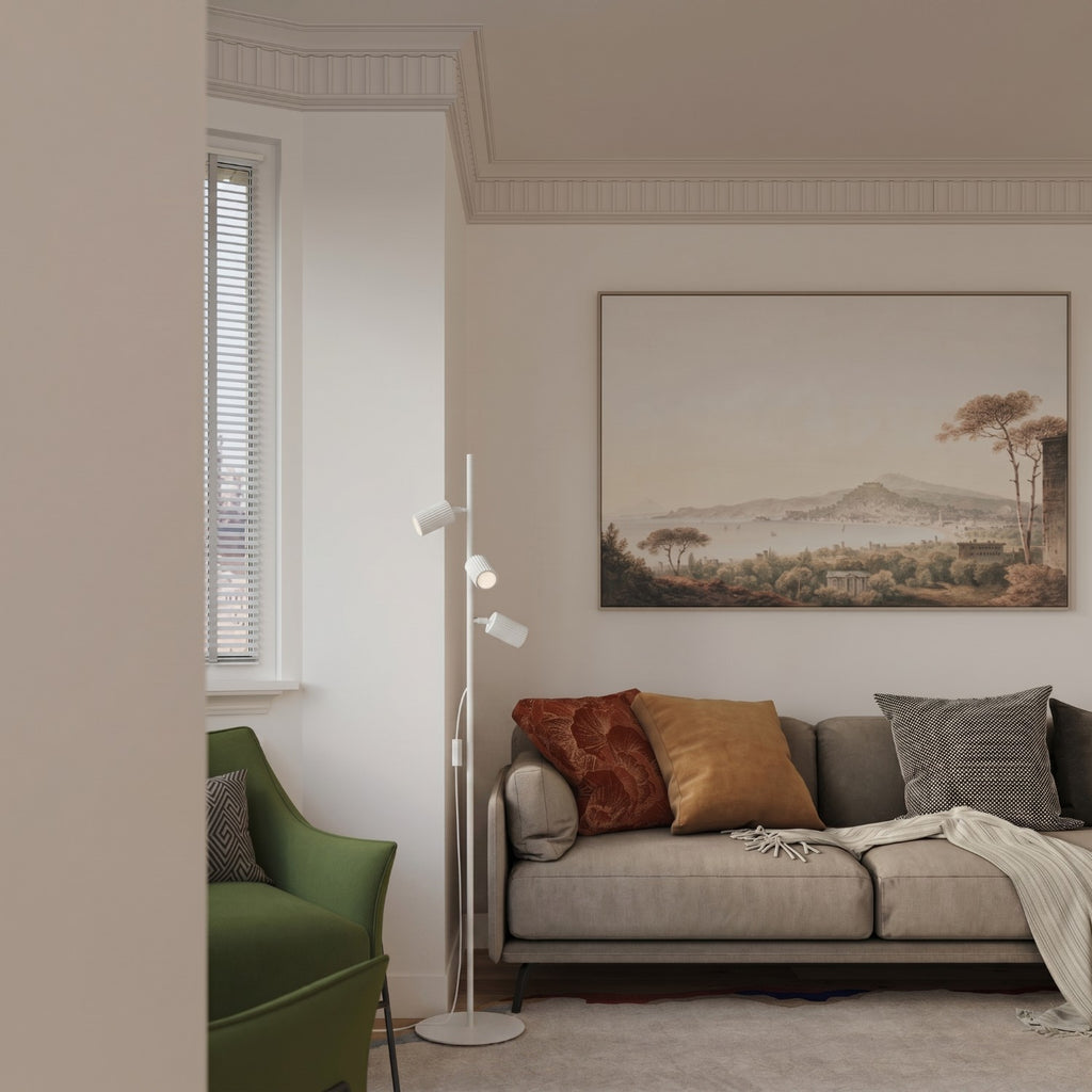 Lampadaire Karbon 3 spots aluminium blanc GU10 détail