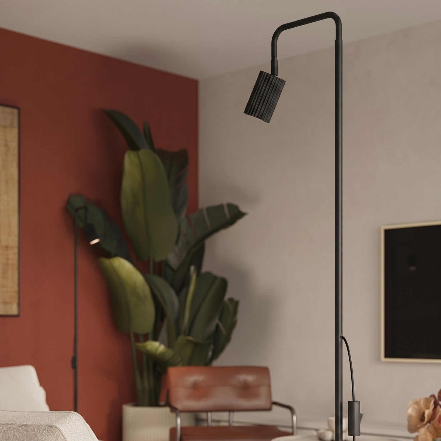 Lampadaire Karbon 1 aluminium noir GU10 vue de trois quarts