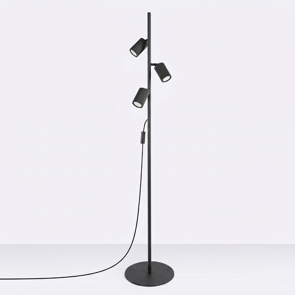 Lampadaire Karbon 3 spots aluminium noir GU10 vue de profil