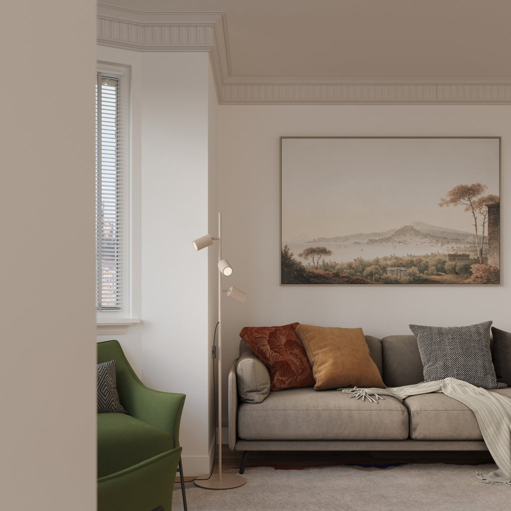 Lampadaire Karbon 3 spots aluminium taupe GU10 détail