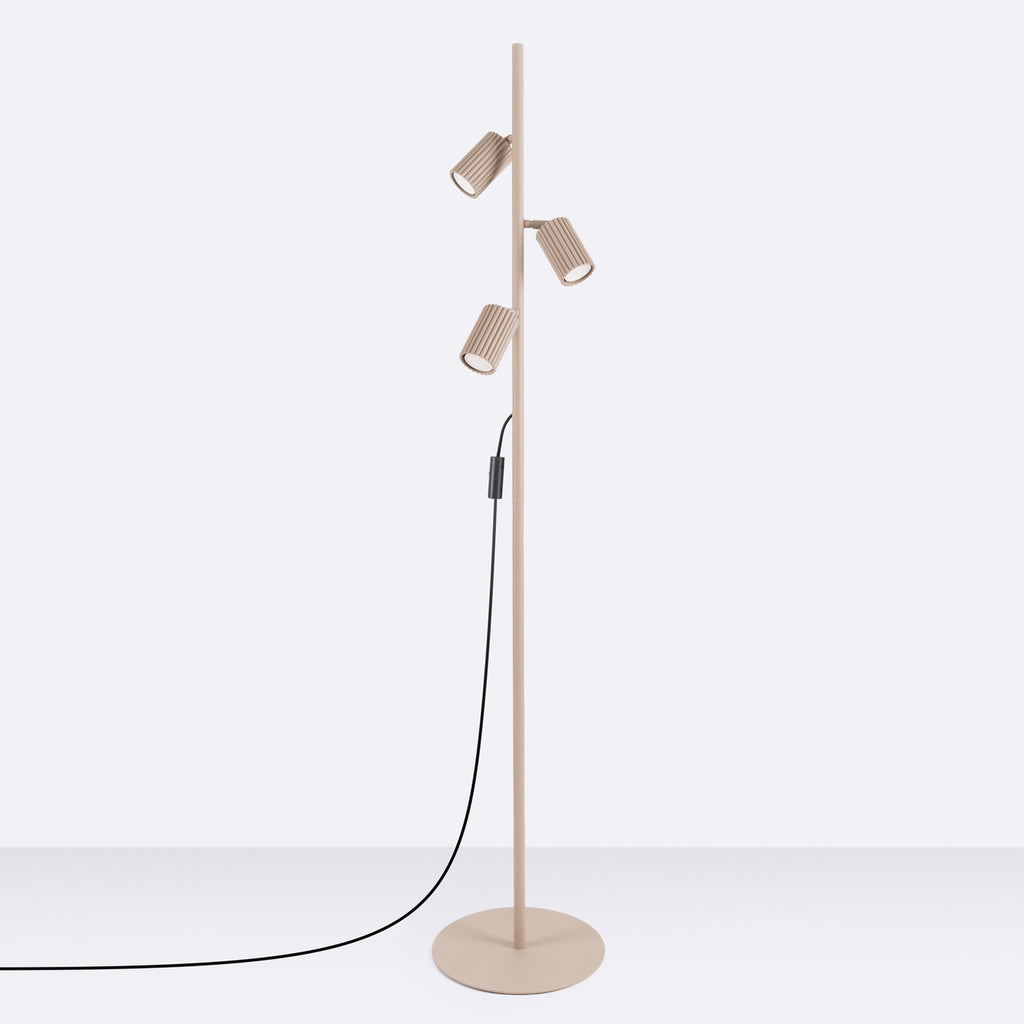 Lampadaire Karbon 3 spots aluminium taupe GU10 vue de profil