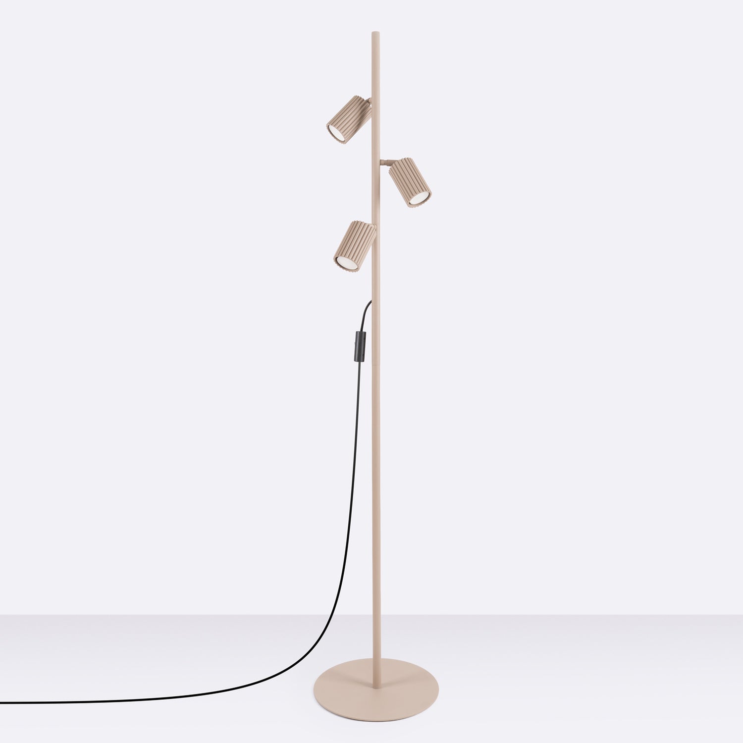 Lampadaire Karbon 3 spots aluminium taupe GU10 vue de profil