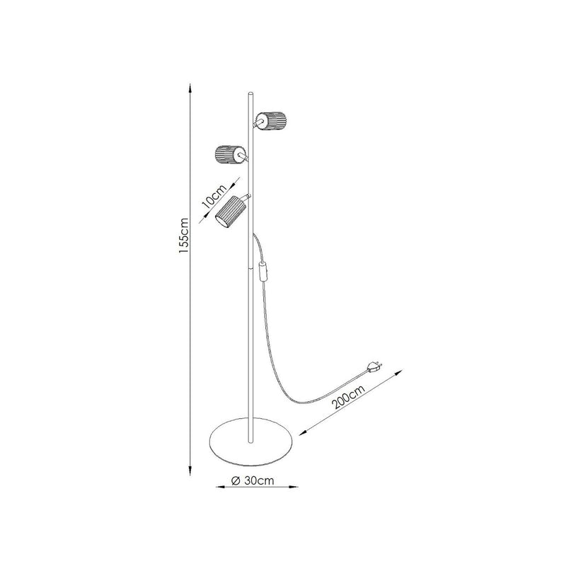 Dimensions Lampadaire Karbon 3 spots aluminium doré GU10