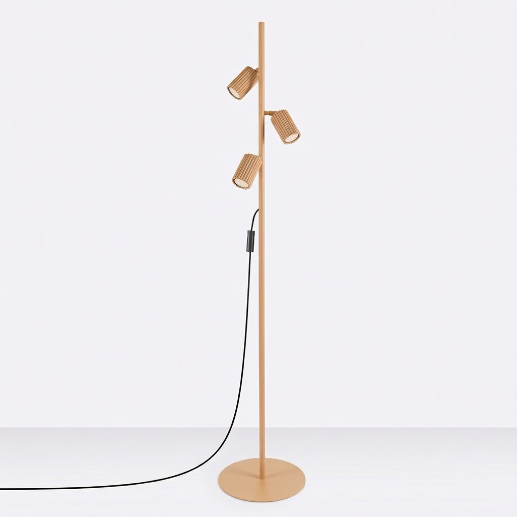 Lampadaire Karbon 3 spots aluminium doré GU10 vue de profil