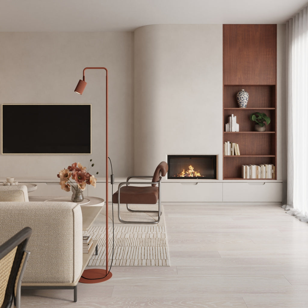 Lampadaire Karbon 1 aluminium rouge ocre GU10 détail