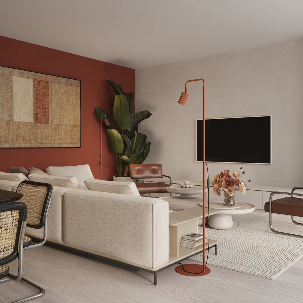 Lampadaire Karbon 1 aluminium rouge ocre GU10 vue de profil