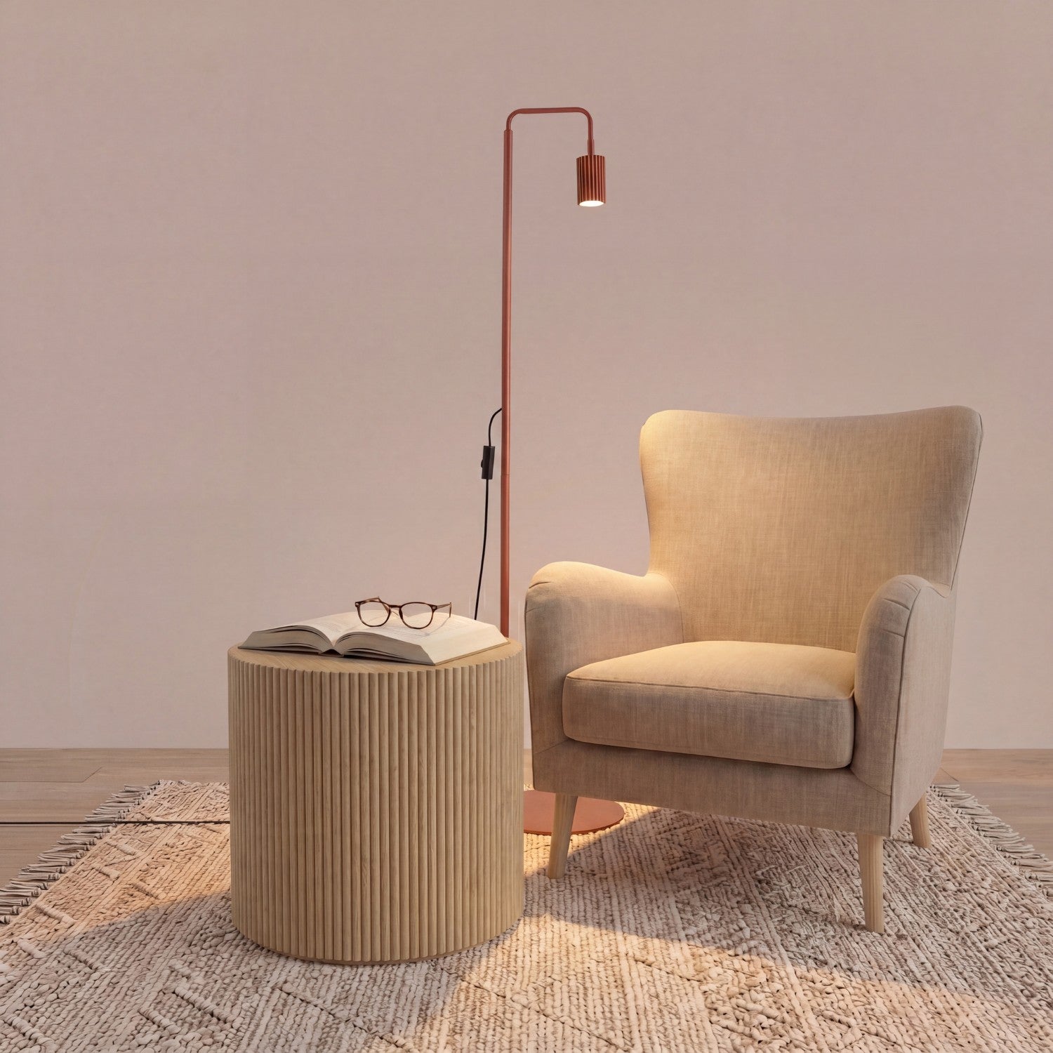 Lampadaire Karbon 1 aluminium rouge ocre GU10 en situation