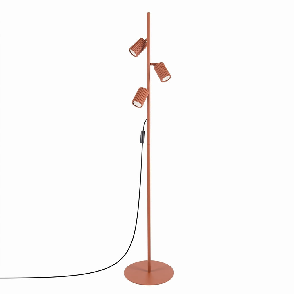 Lampadaire Karbon 3 spots aluminium rouge ocre GU10