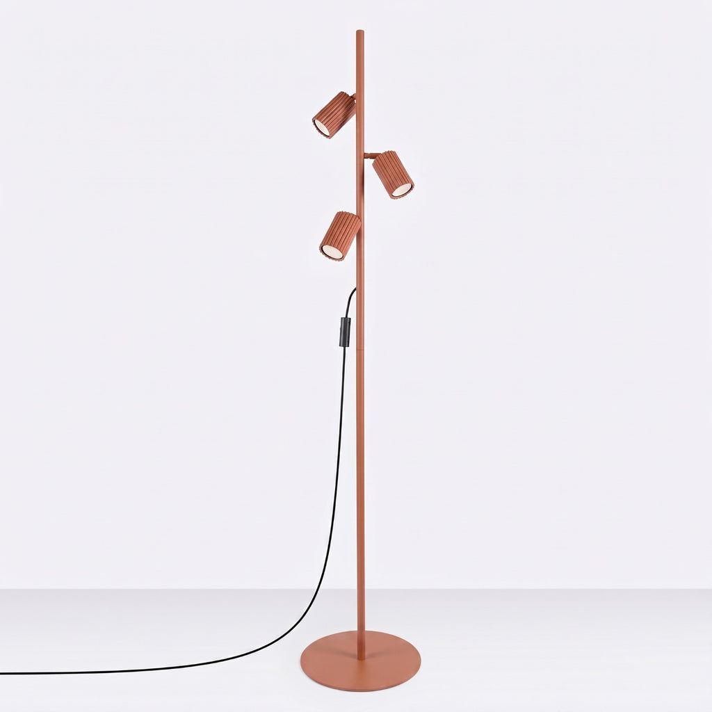 Lampadaire Karbon 3 spots aluminium rouge ocre GU10 vue de profil