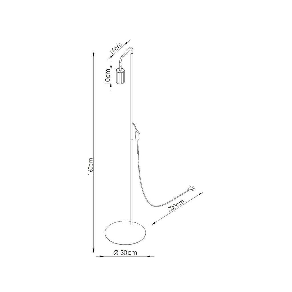 Lampadaire Karbon 1 aluminium vert olive GU10 schéma des dimensions