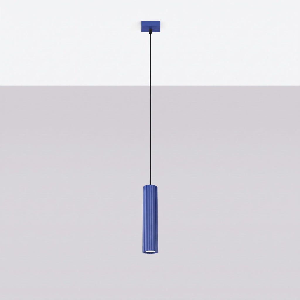Suspension Karbon 1 lumière aluminium outremer GU10 vue de profil