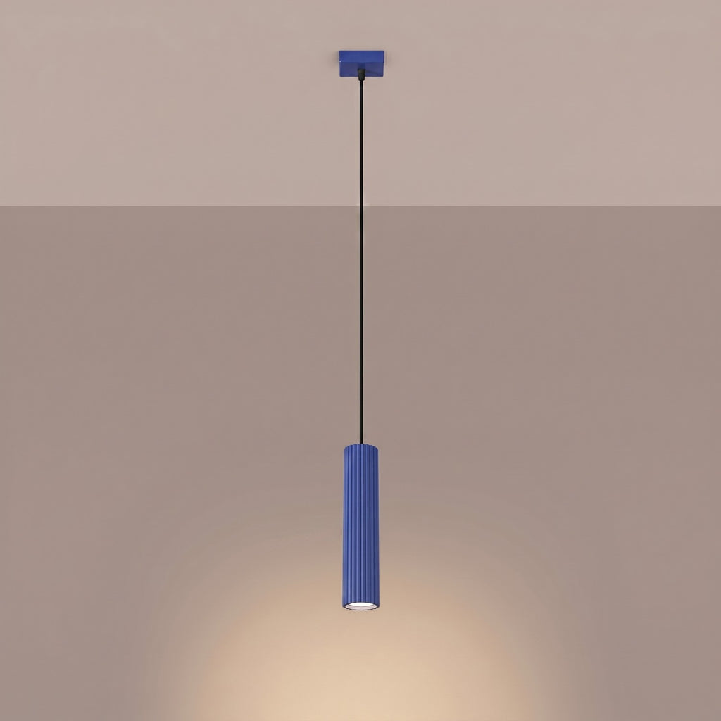 Suspension Karbon 1 lumière aluminium outremer GU10 vue de trois quarts