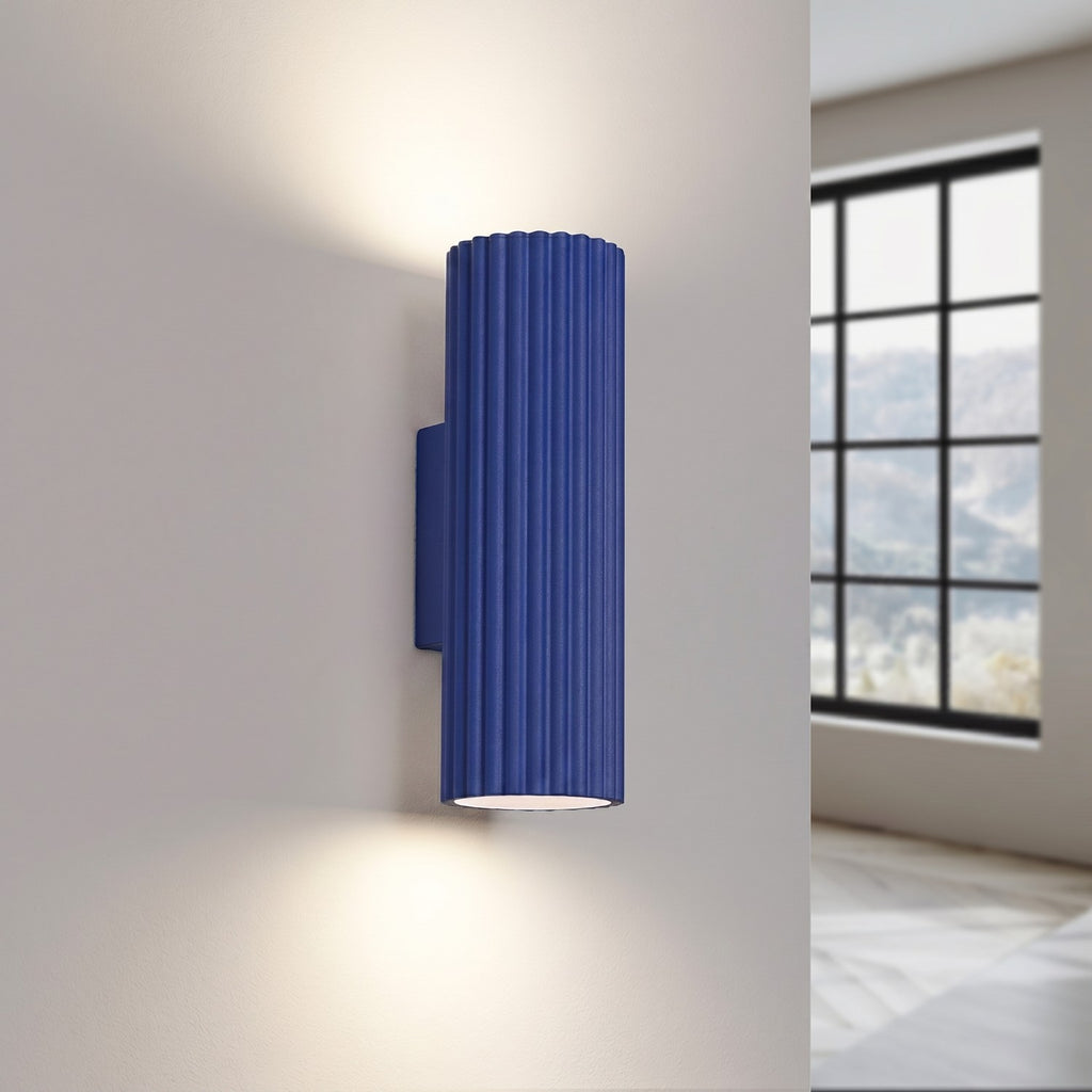 Applique murale Karbon 20 haut et bas aluminium outremer GU10 vue de trois quarts