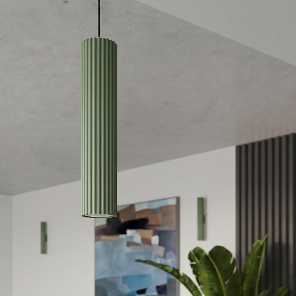Plafonnier Karbon 10 aluminium vert sauge GU10 vue de profil