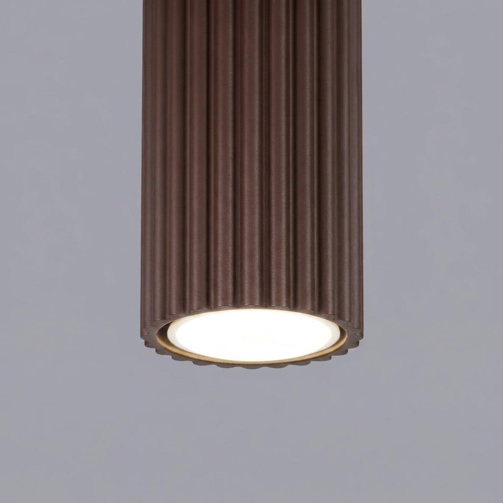 Plafonnier Karbon 10 aluminium brun GU10 détail des cannelures