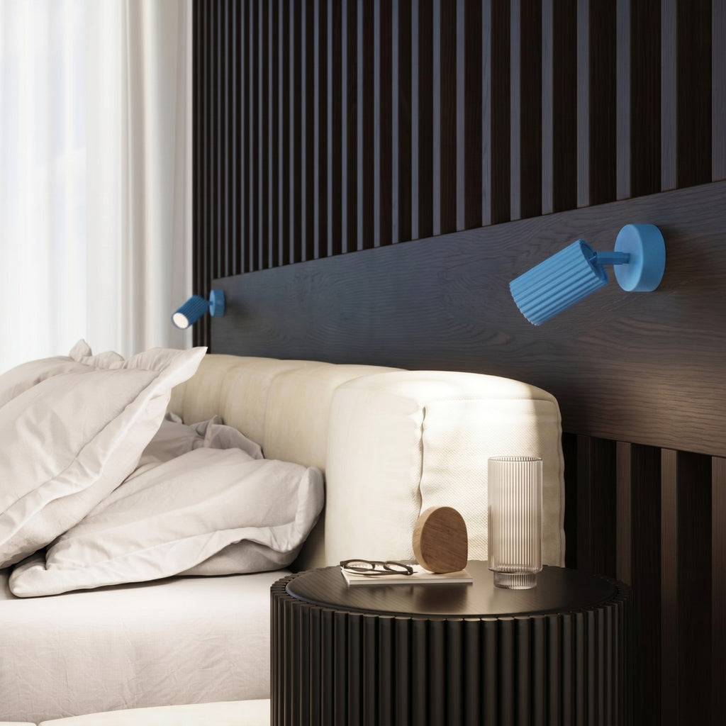 Plafonnier Karbon 10 aluminium bleu clair GU10 vue de profil