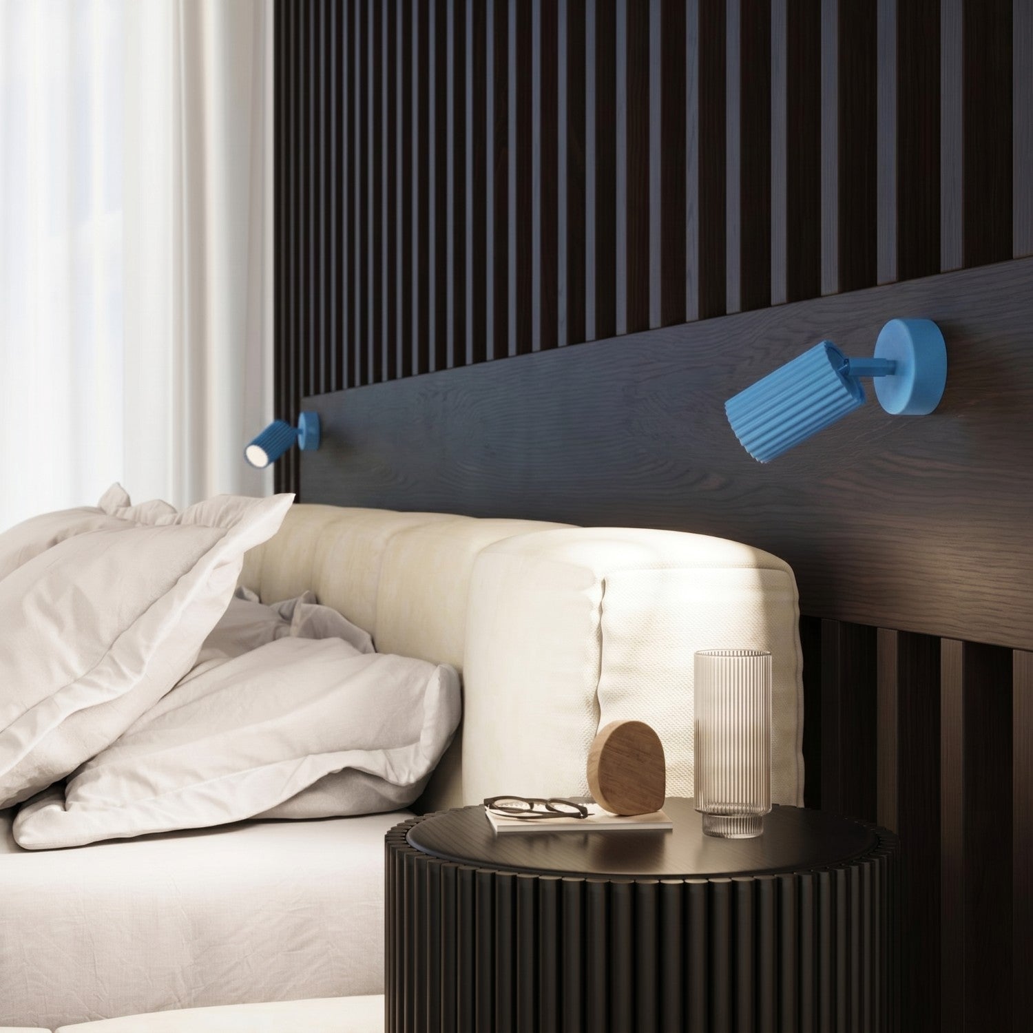 Plafonnier Karbon 10 aluminium bleu clair GU10 vue de profil