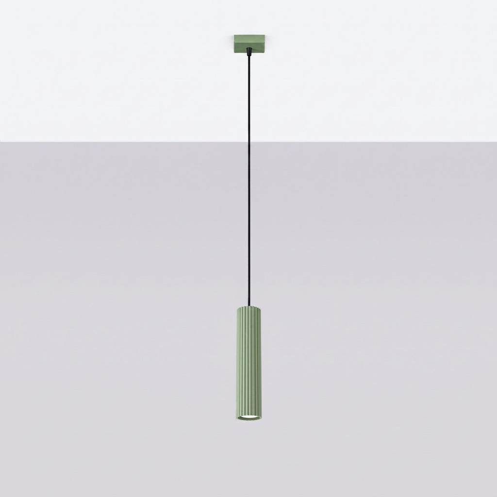Suspension Karbon 1 lumière aluminium vert sauge GU10 vue de profil