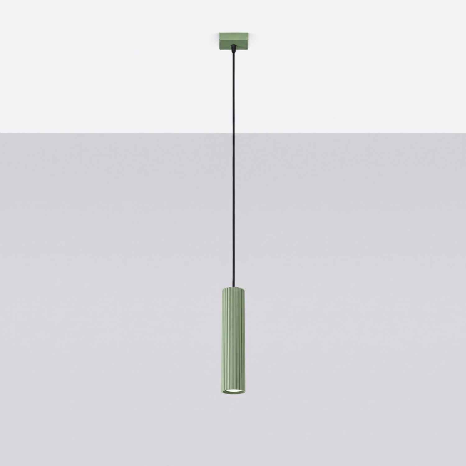 Suspension Karbon 1 lumière aluminium vert sauge GU10 vue de profil