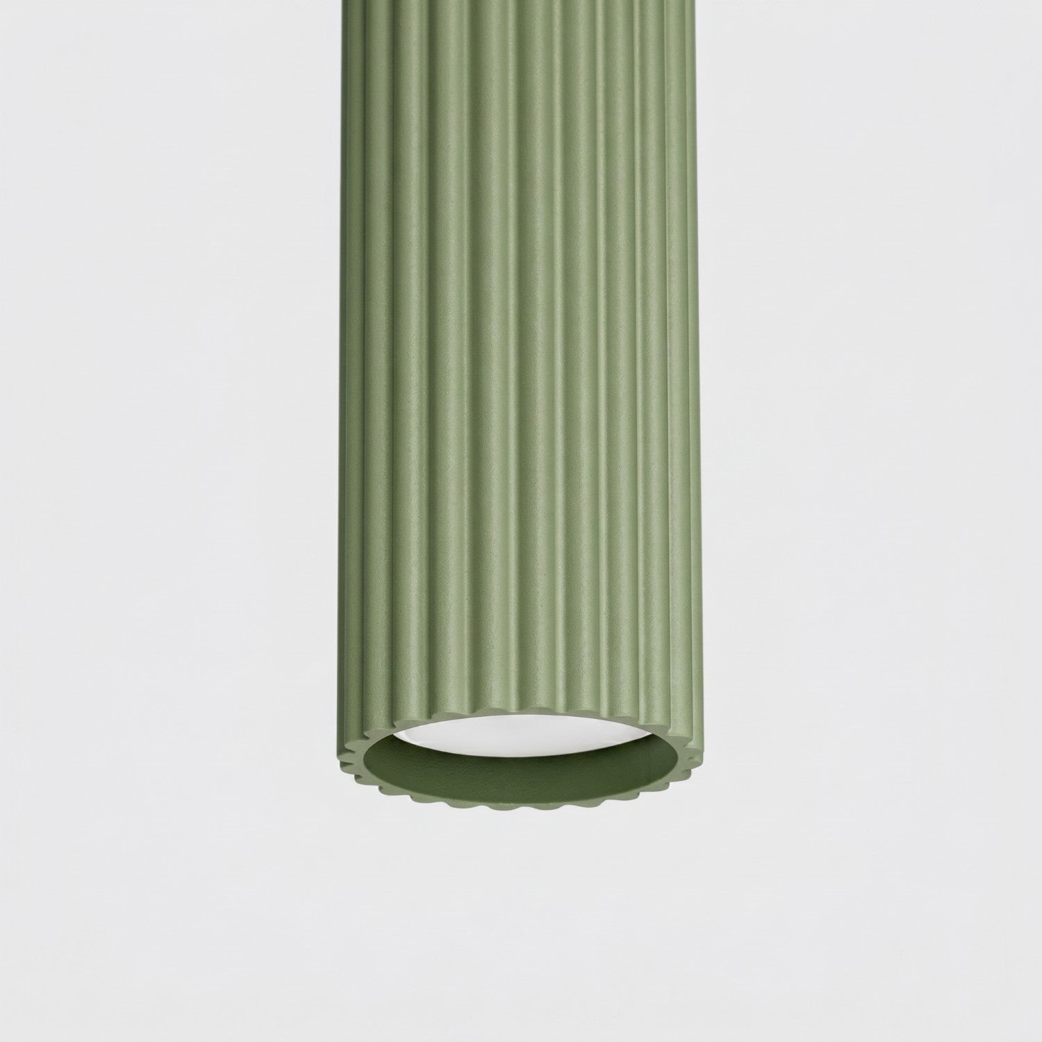 Suspension Karbon 1 lumière aluminium vert sauge GU10 détail des cannelures