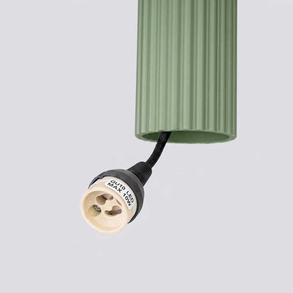 Suspension Karbon 1 lumière aluminium vert sauge GU10 tête orientée