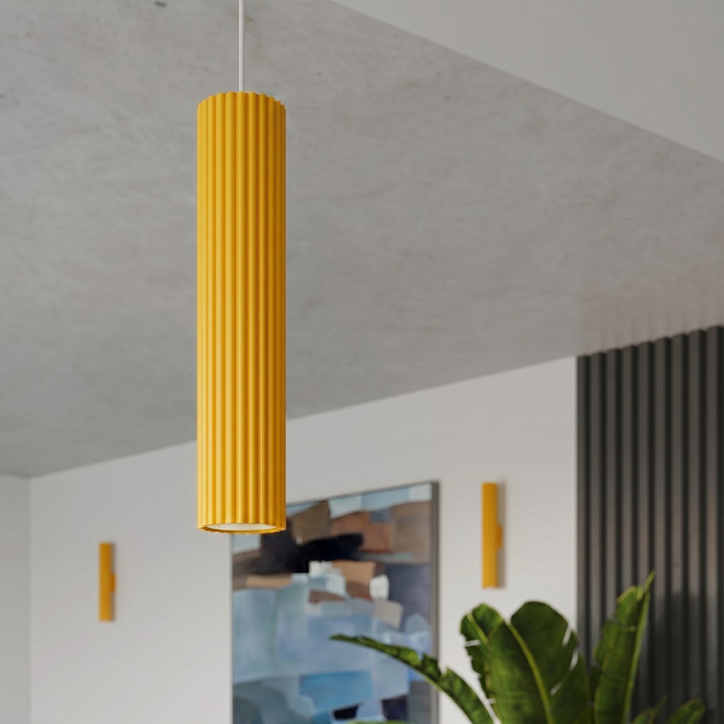Suspension Karbon 1 lumière aluminium jaune GU10 en situation