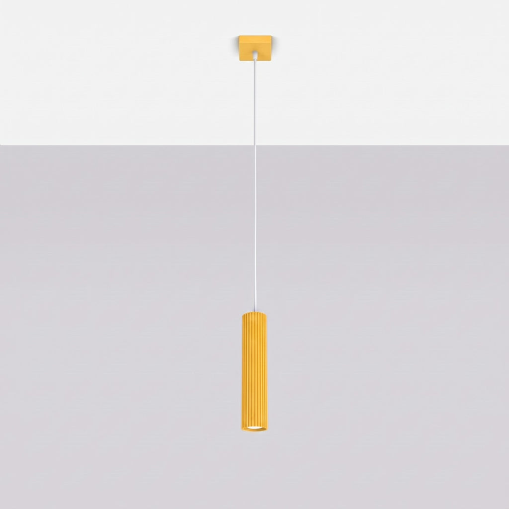 Suspension Karbon 1 lumière aluminium jaune GU10 vue de profil