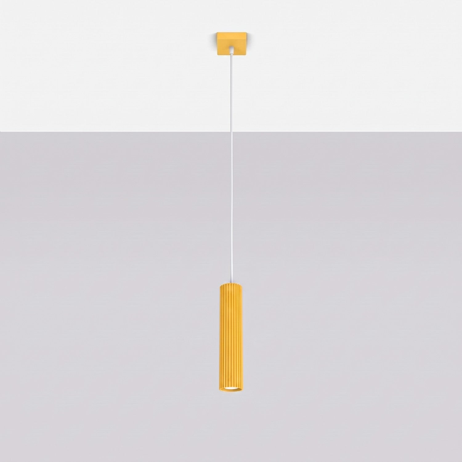 Suspension Karbon 1 lumière aluminium jaune GU10 vue de profil