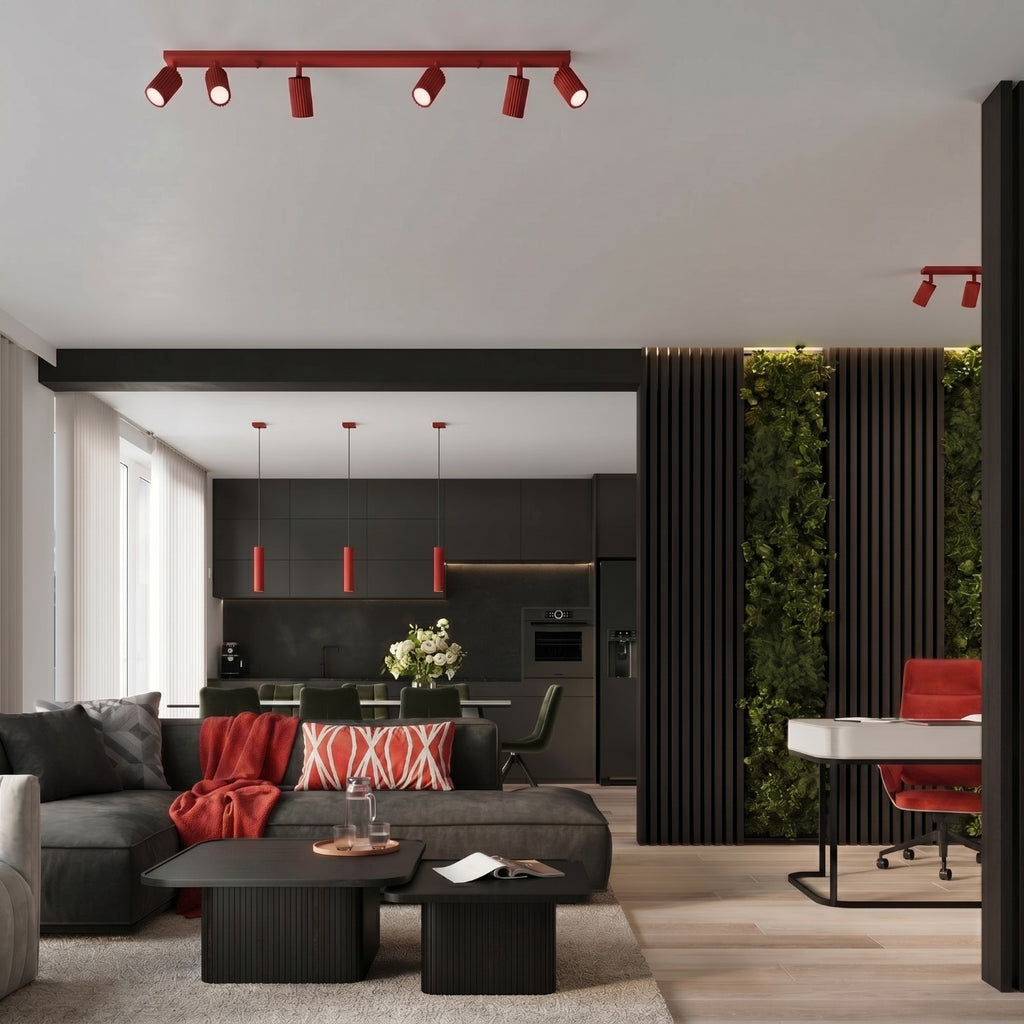 Suspension Karbon 1 lumière aluminium rouge GU10 détail