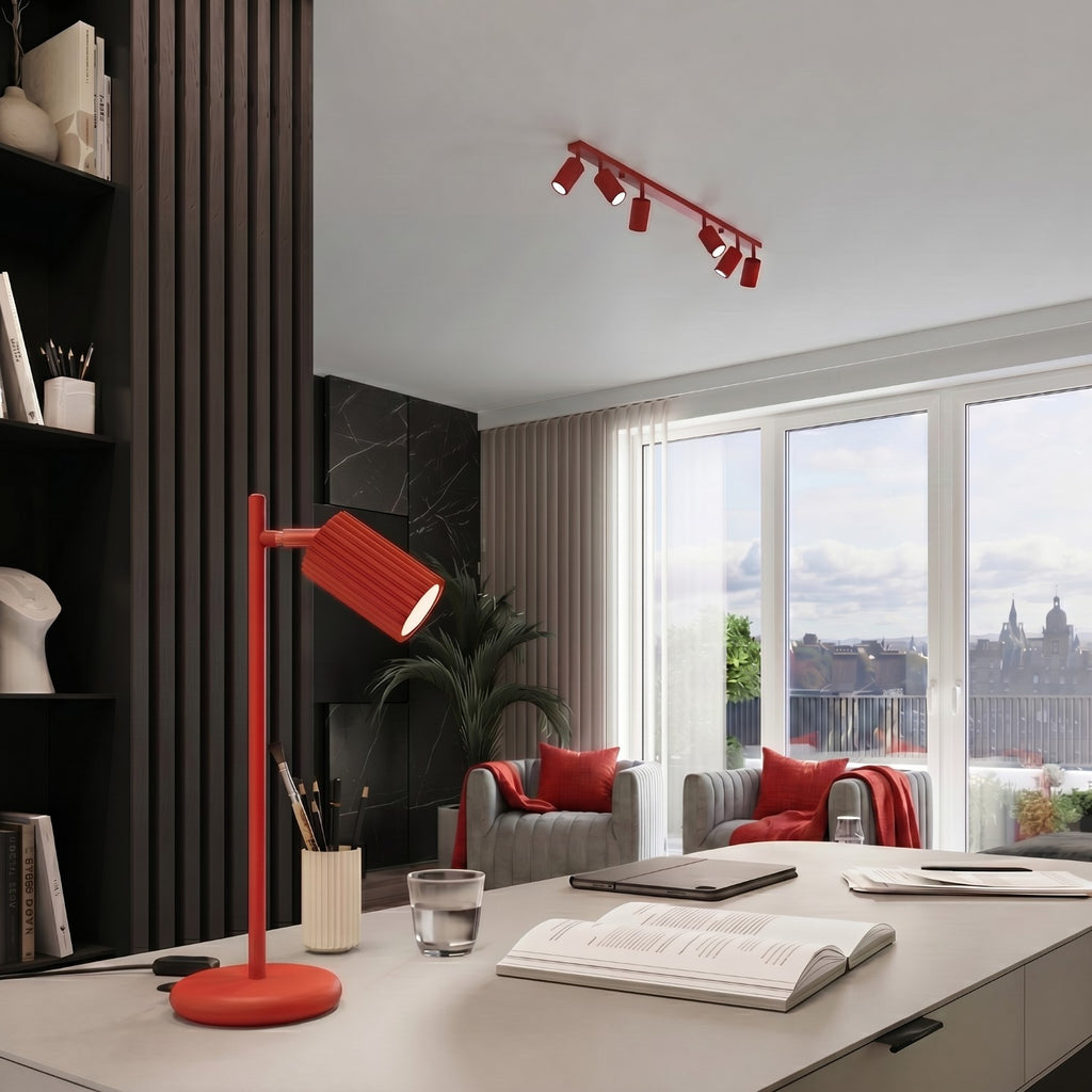 Suspension Karbon 1 lumière aluminium rouge GU10 vue de profil