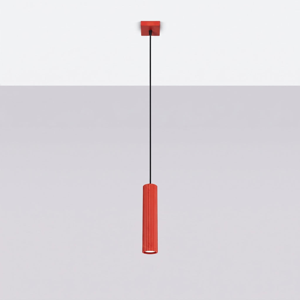 Suspension Karbon 1 lumière aluminium rouge GU10 vue de profil
