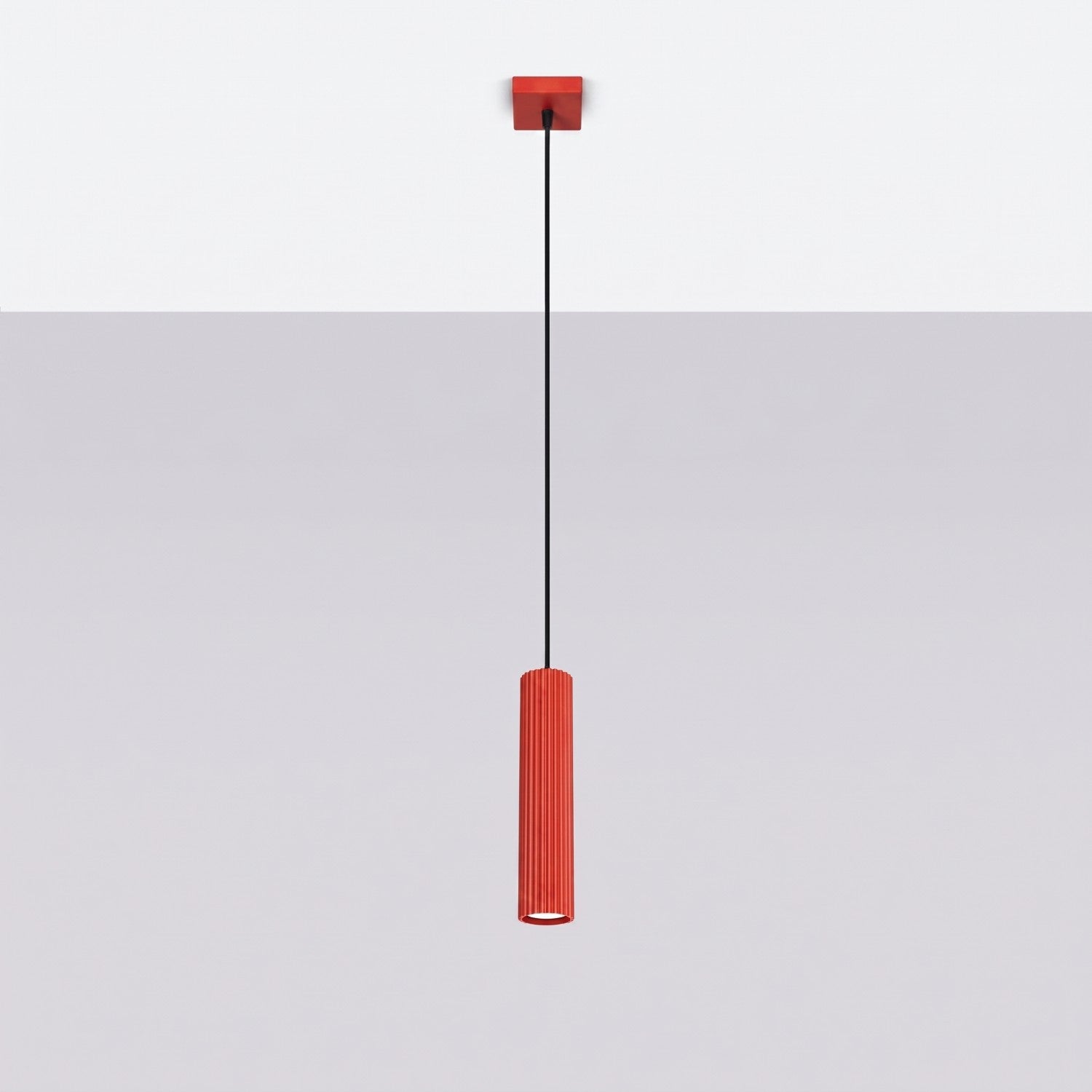 Suspension Karbon 1 lumière aluminium rouge GU10 vue de profil