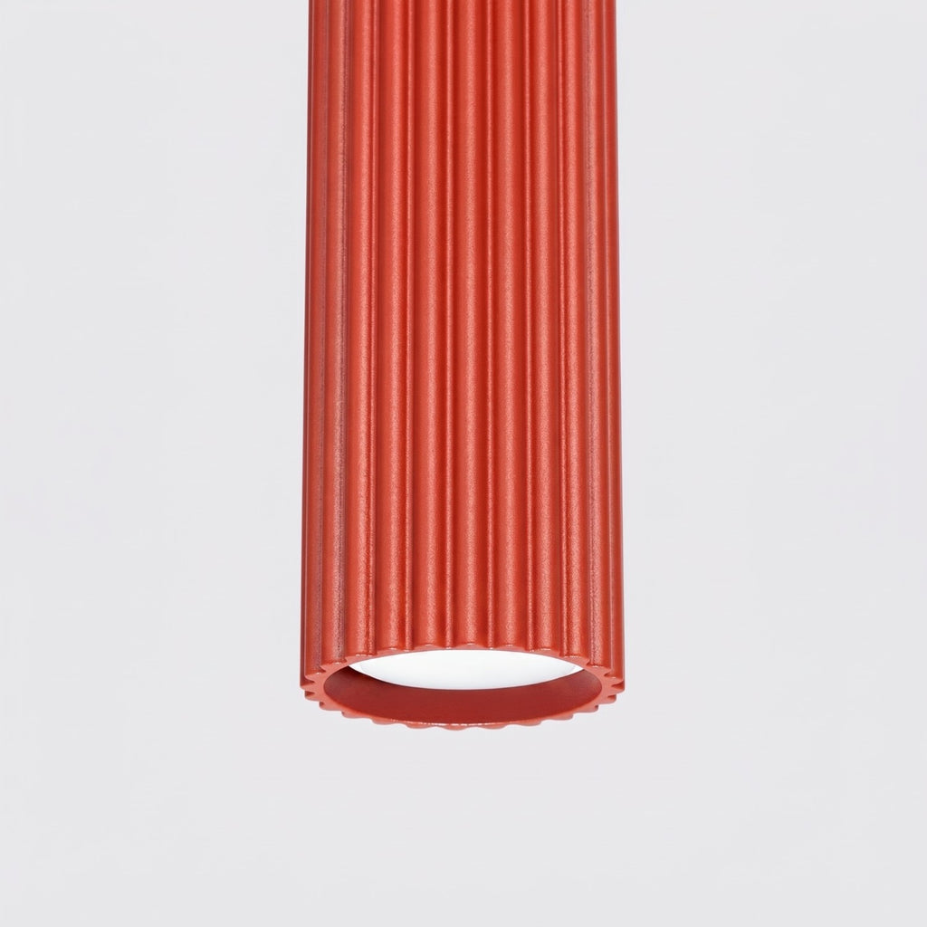 Suspension Karbon 1 lumière aluminium rouge GU10 détail des cannelures