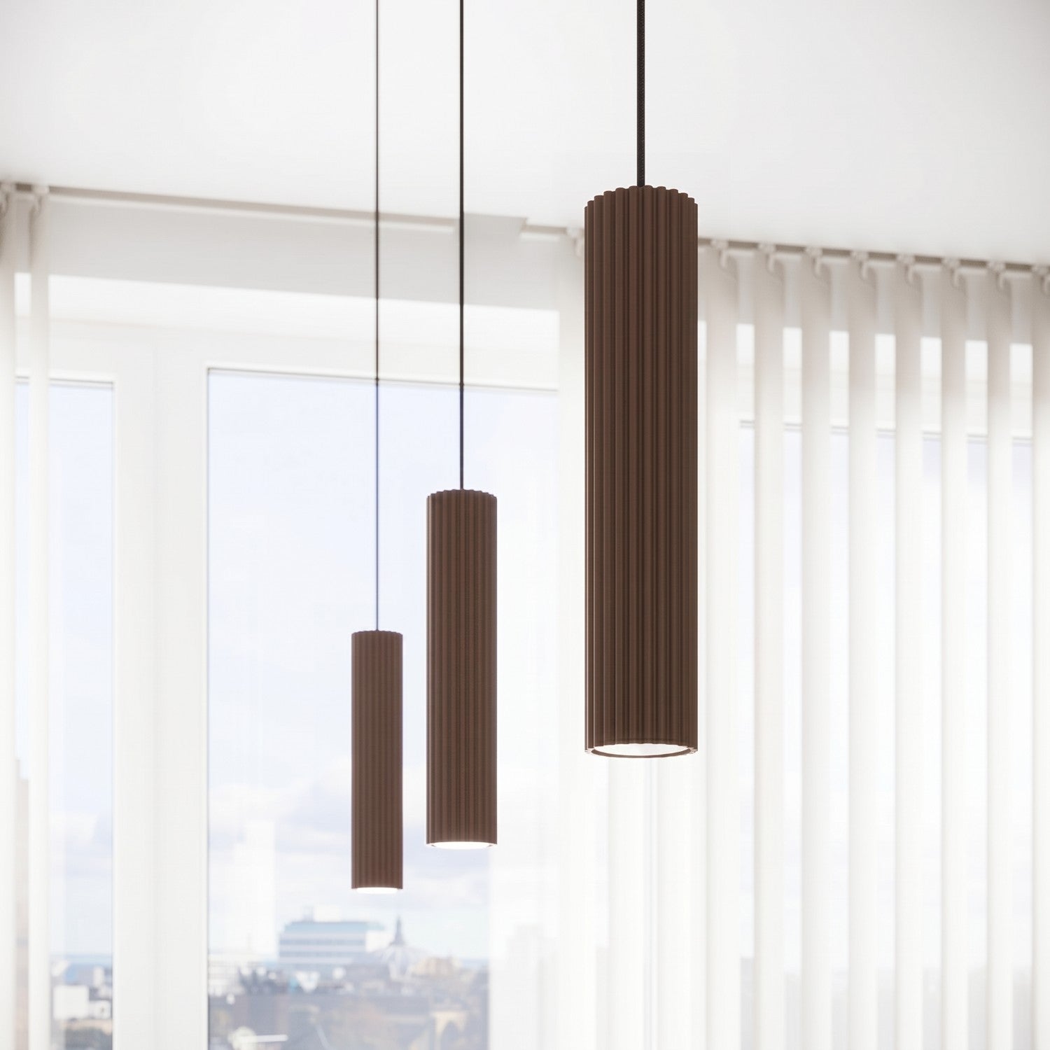 Suspension Karbon 1 lumière aluminium brun GU10 vue de trois quarts