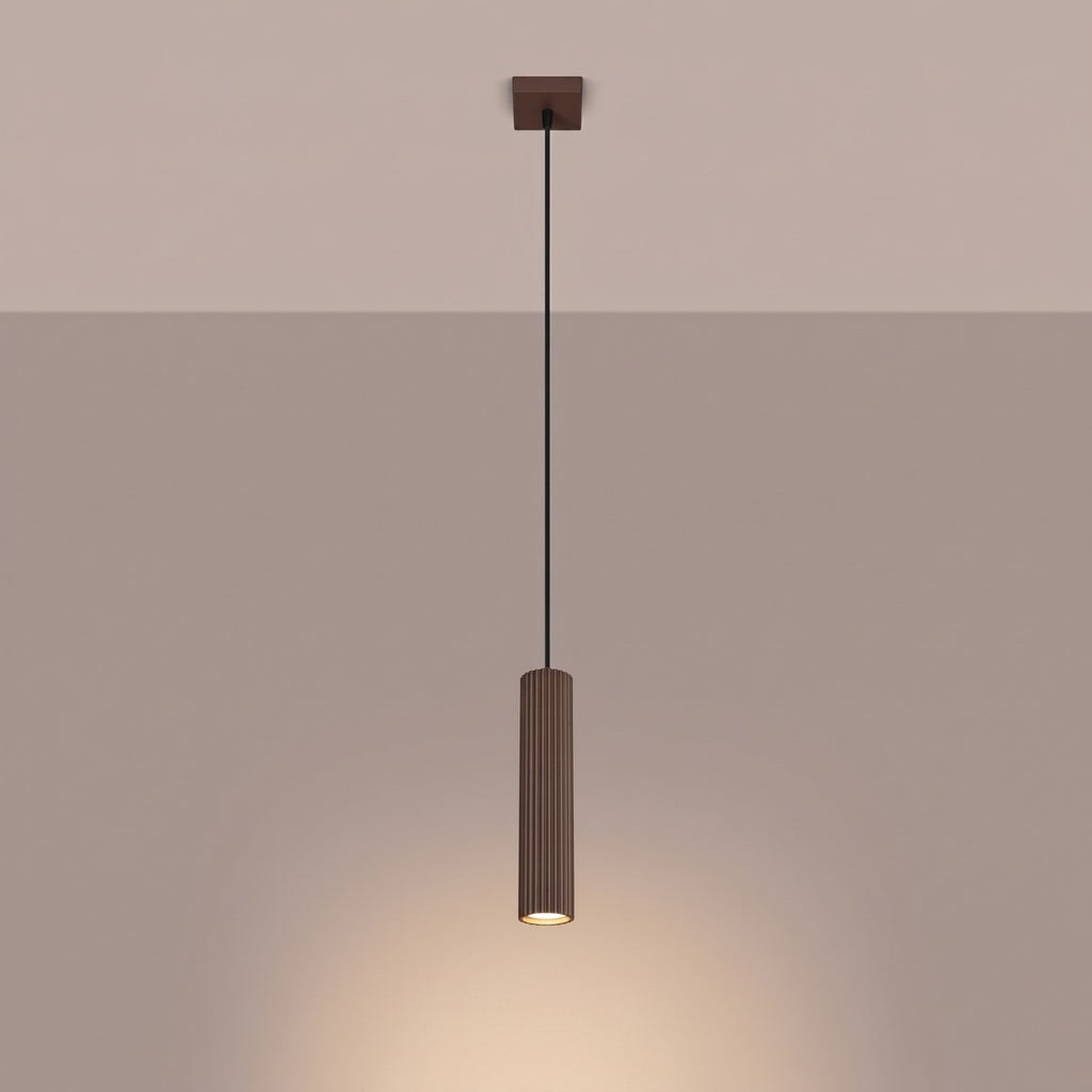 Suspension Karbon 1 lumière aluminium brun GU10 vue de trois quarts