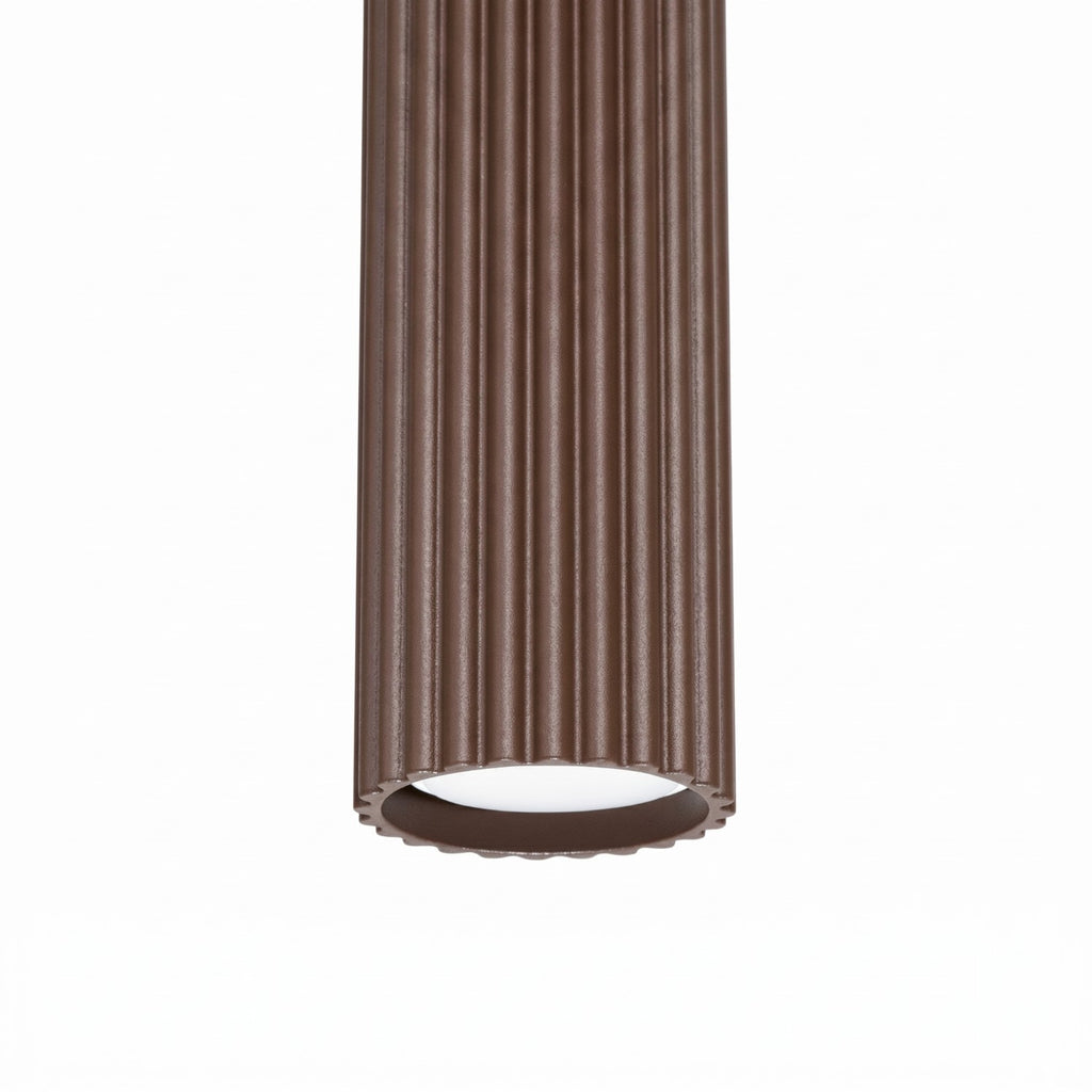 Suspension Karbon 1 lumière aluminium brun GU10 détail des cannelures