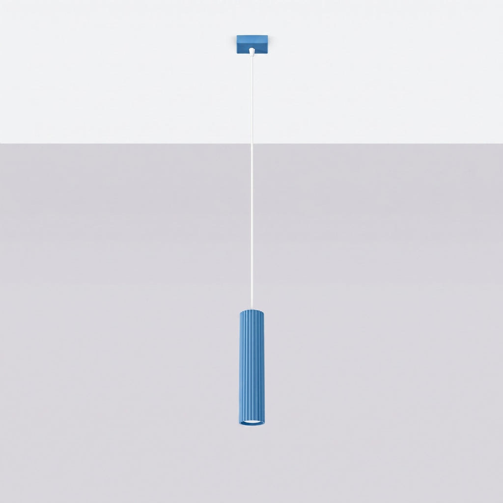 Suspension Karbon 1 lumière aluminium bleu clair GU10 vue de profil