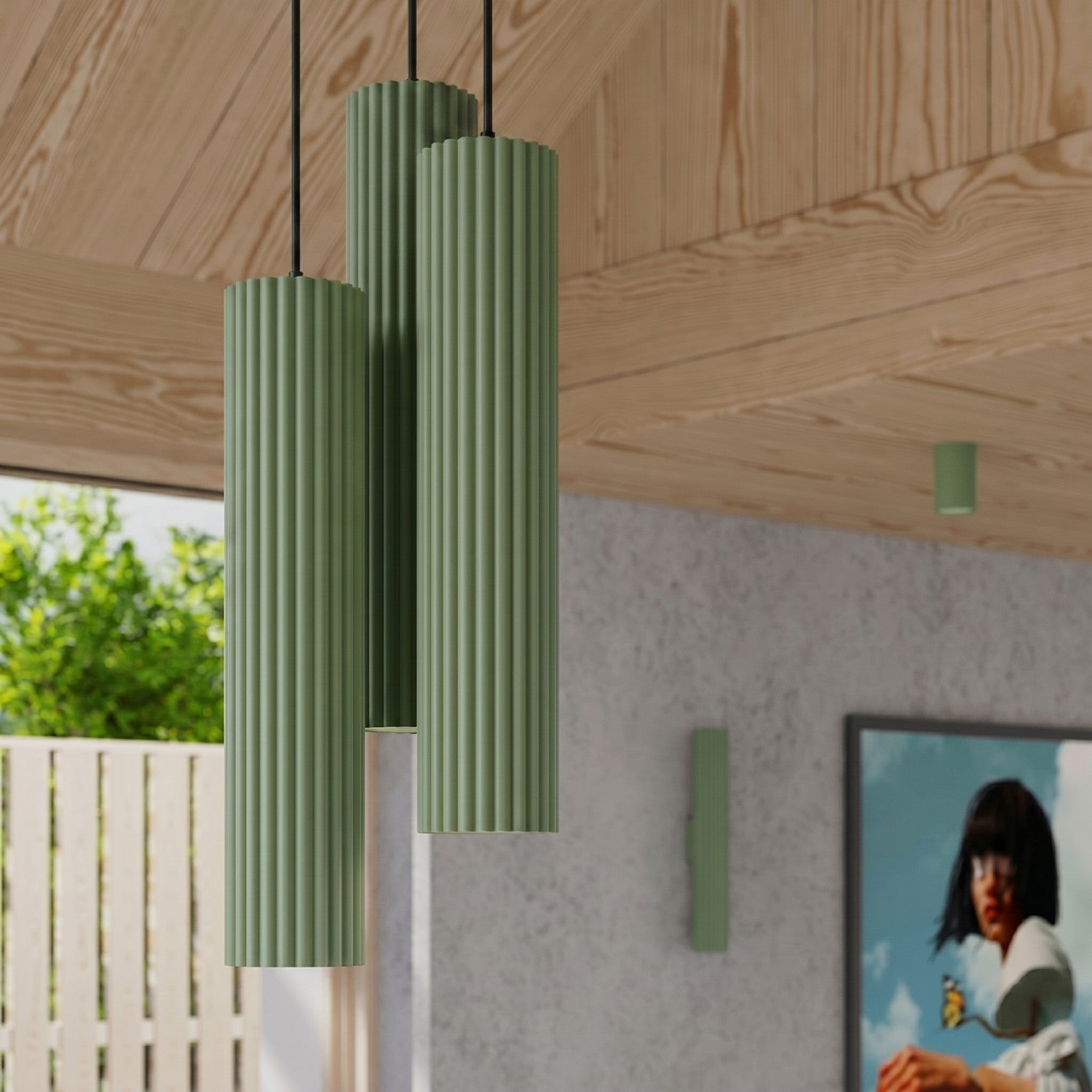 Applique murale Karbon 20 haut et bas aluminium vert sauge GU10 détail