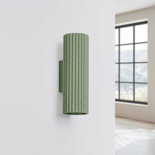 Applique murale Karbon 20 haut et bas aluminium vert sauge GU10 vue de profil