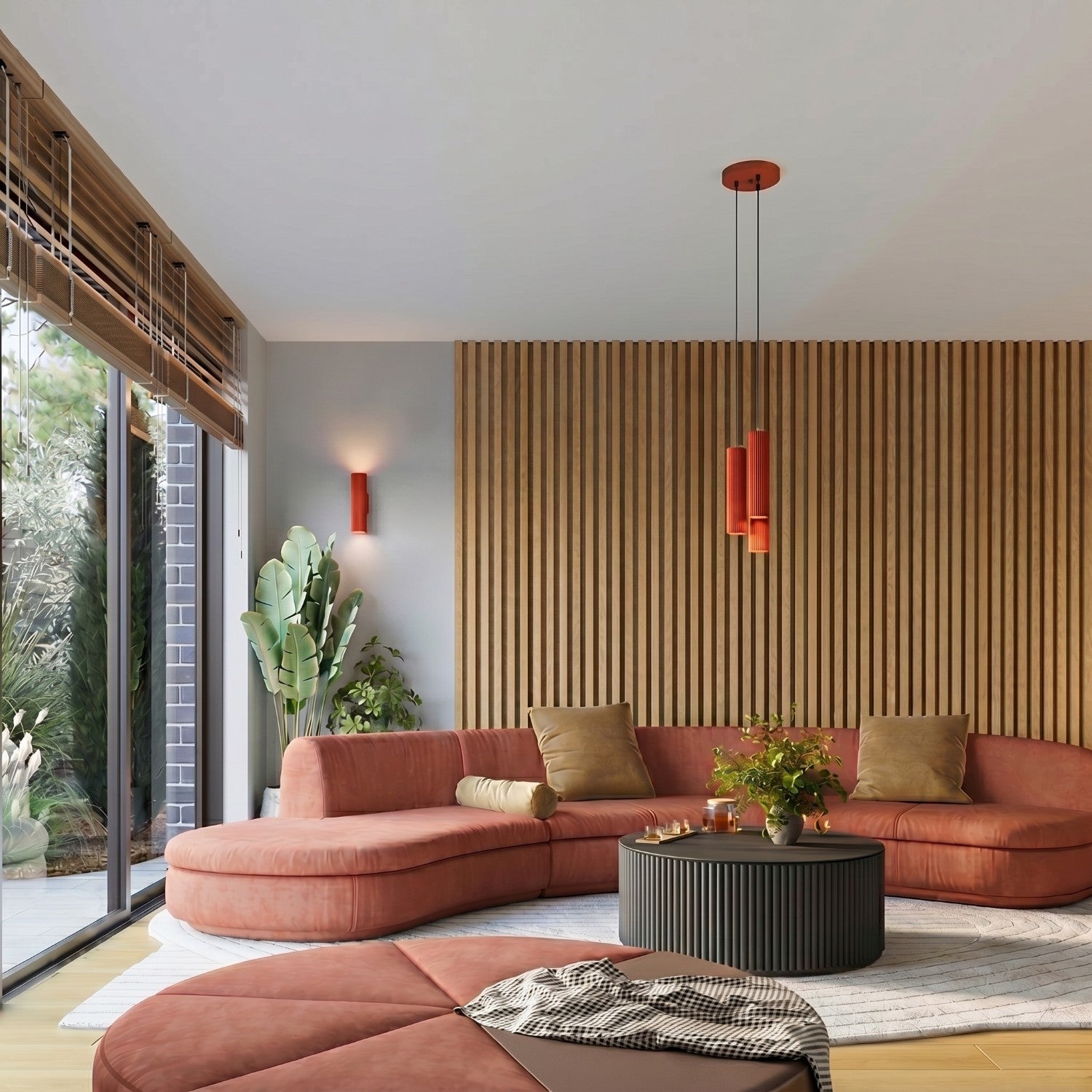Applique murale Karbon 20 haut et bas aluminium rouge GU10 en situation