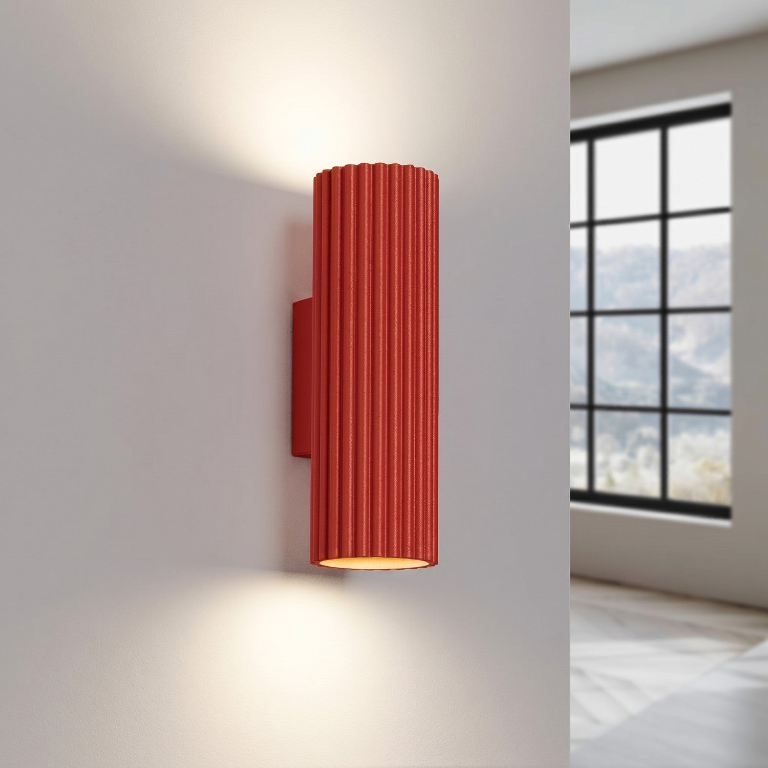 Applique murale Karbon 20 haut et bas aluminium rouge GU10 vue de trois quarts