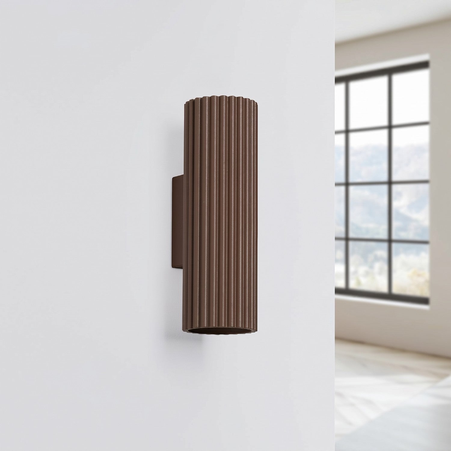 Applique murale Karbon 20 haut et bas aluminium brun GU10 vue de profil