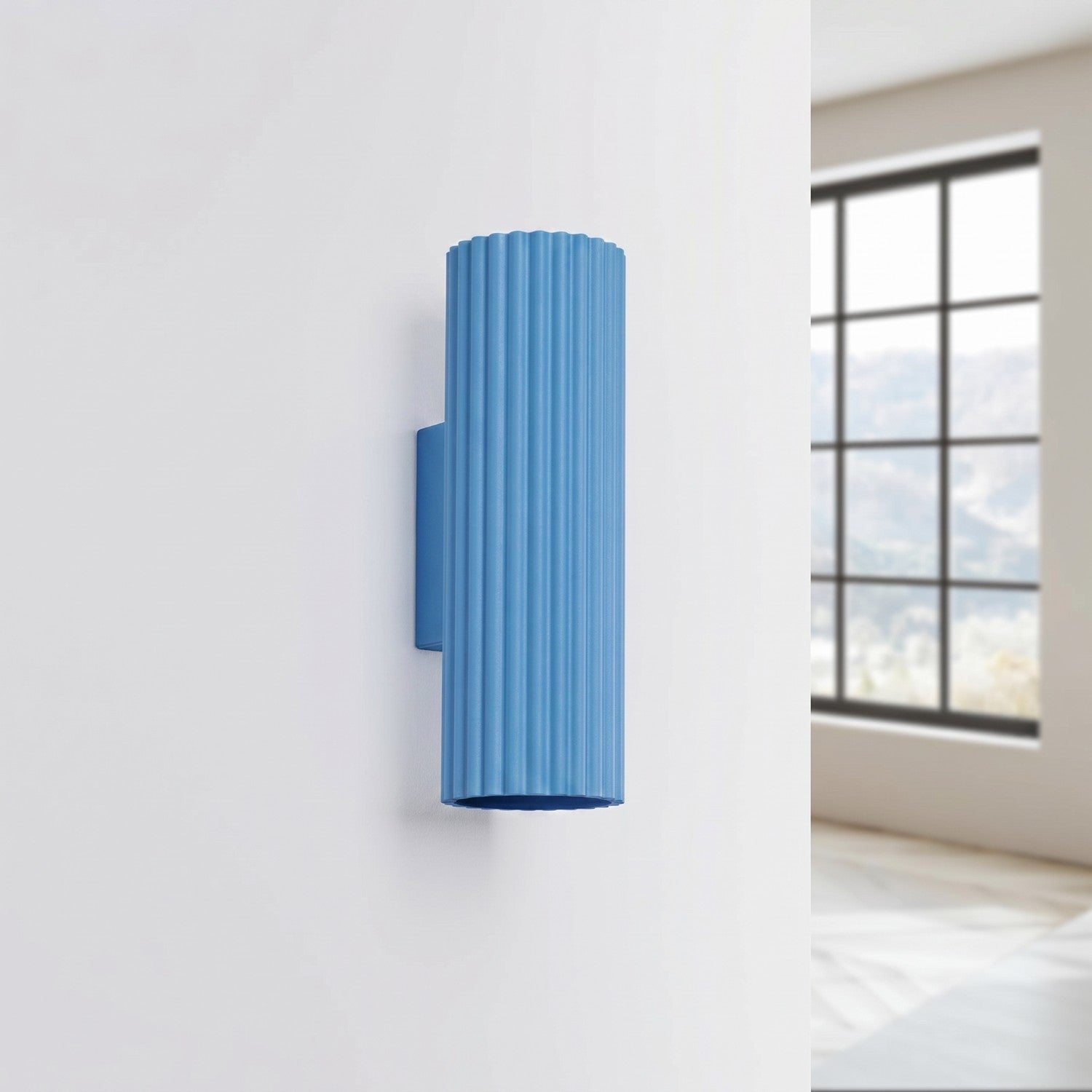 Applique murale Karbon 20 haut et bas aluminium bleu clair GU10 vue de profil