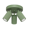 Plafonnier Karbon 3 spots rond aluminium vert sauge GU10